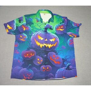 Hardaddy Halloween Pumpkin Hawaiian Shirt Men's 4XL Big & Tall Button Up